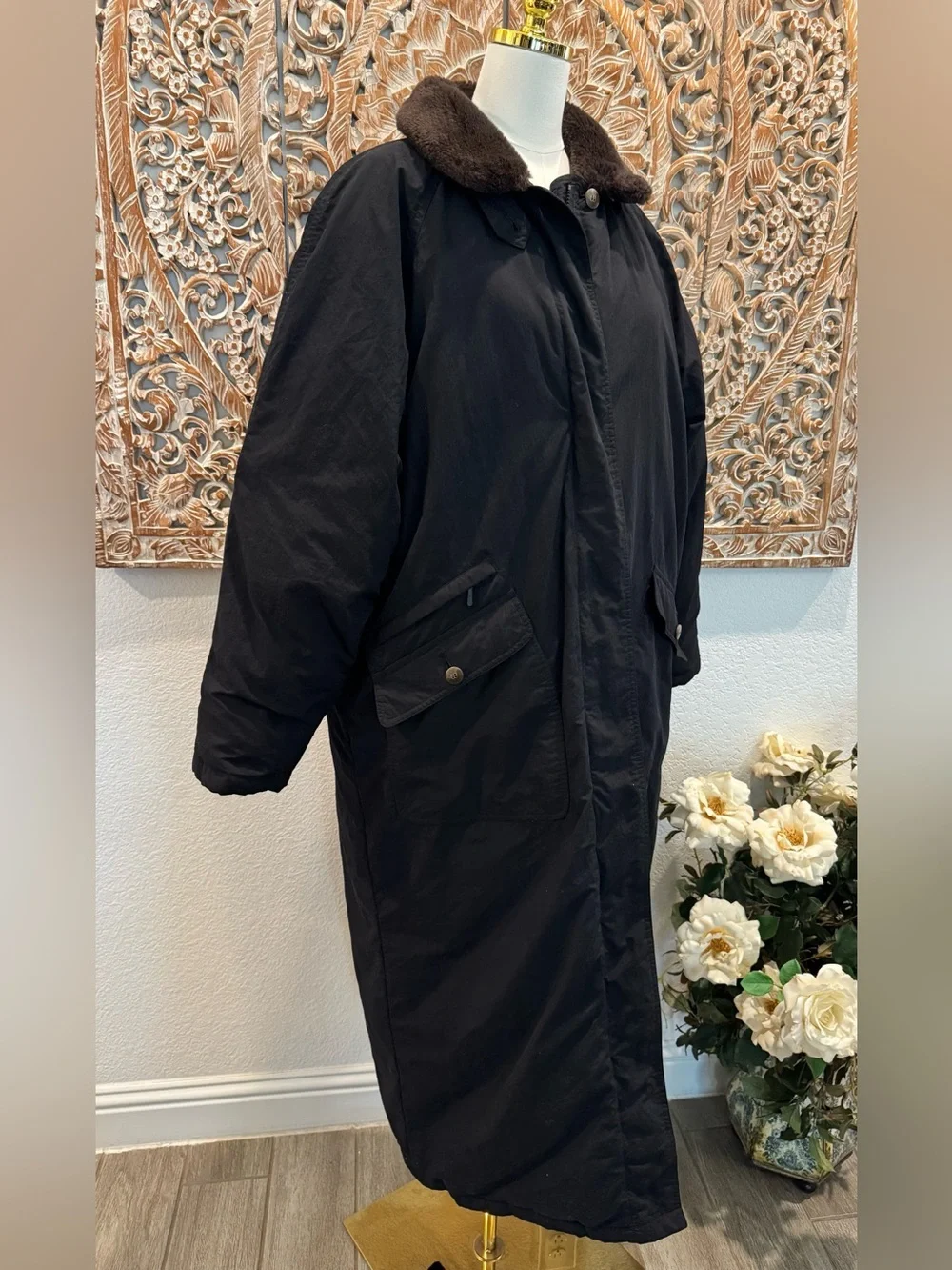 Eddie Bauer Women’s Black Goose Down Full Length Winter Parka, Long Coat- size L - Picture 5 of 14